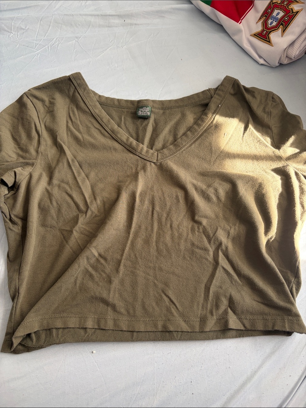 Target Olive V-Neck Cropped Tee